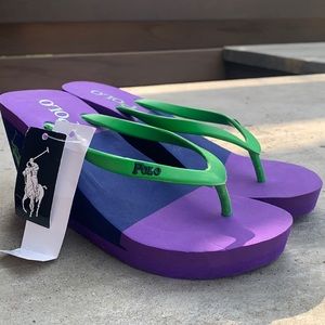 NWT Vintage Polo Flip Flop Wedges